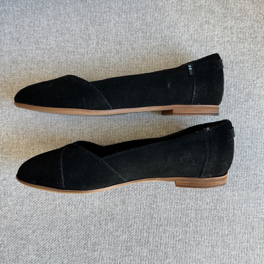 TOMS Women's 5.5 Jutti Neat Ballet Flats Casual Slip On Black Suede - Picture 7 of 9